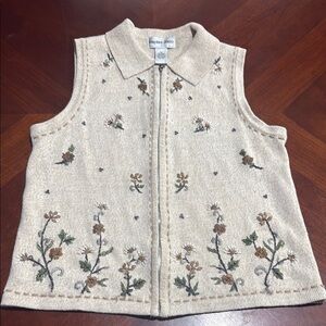 Vintage Embroidered Cream Vest